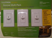 NEW Lutron Eco-Dimmers (pack of 3) with face plates in White
