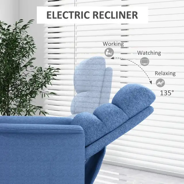 Electric Lift Recliner Chair with Remote Control, Blue  in Chairs & Recliners in Markham / York Region - Image 6