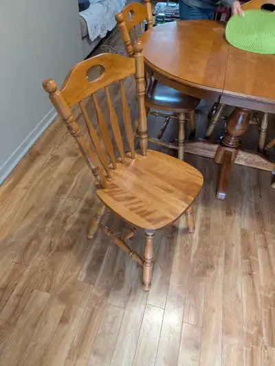 Wood table & chairs, View more