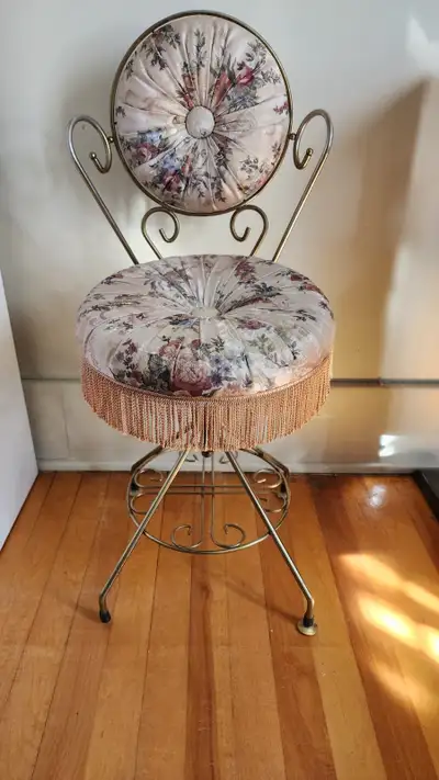 Chaise de vanité ajustable antique vintage Style Hollywood Regency (1920-1950)