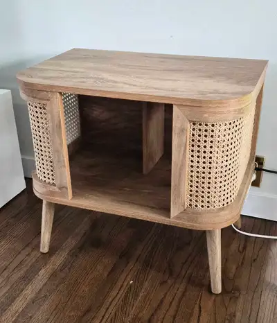 Wood and Cane Side Table, View more