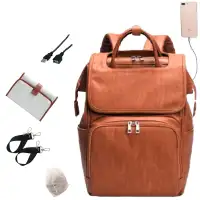 PU leather baby diaper bag backpack
