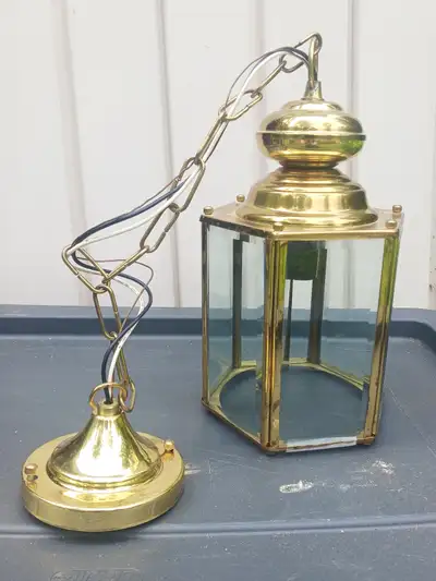 Vintage Brass Hexagon Pendant Light, View more