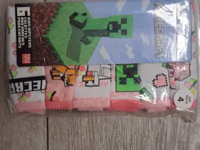 NEW Minecraft girls 6pairs hipsters underwear; Size 4, 6,, View more