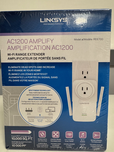 Linksys RE6700 AC1200 Dual Band Wi-Fi Gigabit Range Extender,New, View more