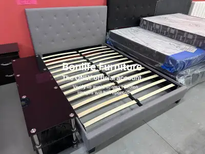 Brand new fabric platform bed frame on special Available in light grey and dark grey Double or queen...