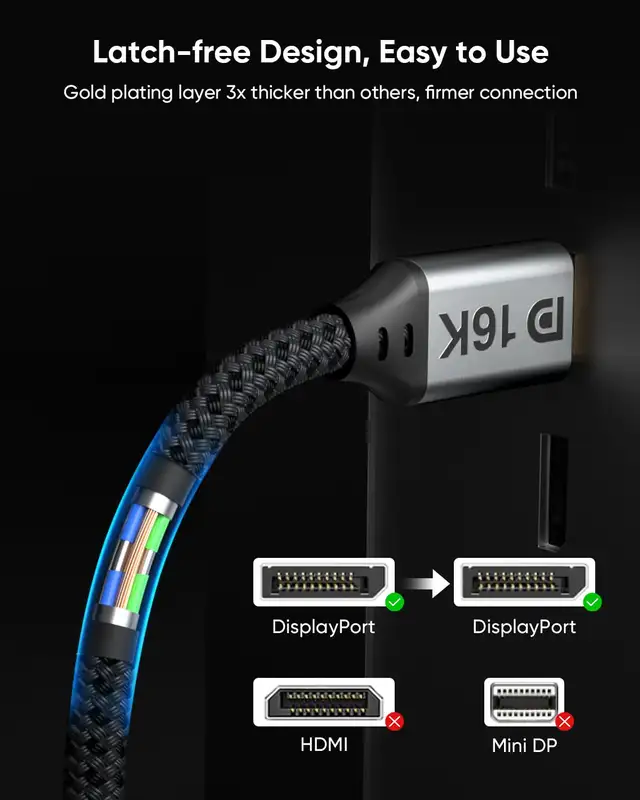 8K 5FT , Display Port to Display Port 1.4 (8K@60Hz, 4K@144Hz in Cables & Connectors in Hamilton - Image 5