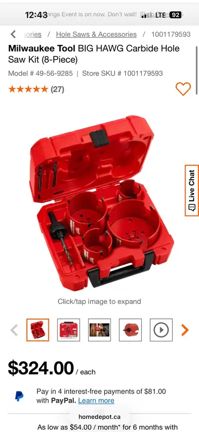 Milwaukee BIG HAWG Carbide Hole Saw Kit 8Pc, View more