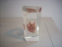 ANGULAR LUCITE ROSE COLOR CORAL PAPERWEIGHT FOR SALE
