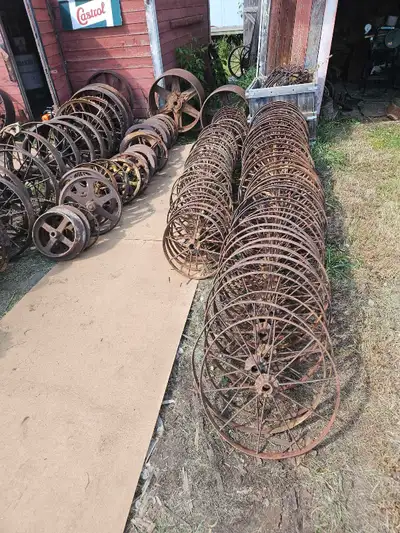 We have a large selection of antique steel wheels for sale. From various types of vintage farm equip...