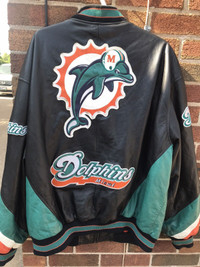 Leather Miami Dolphins Carl Banks Football Jacket