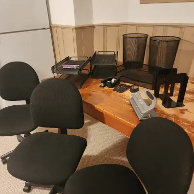 Office furniture and desk set up, View more