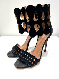 Alaia Black Suede Leather Heels Size 40.5
