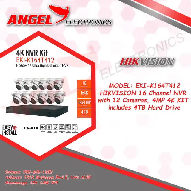 EKI-K164T412 Hikvision NVR kit @Angel Electronics Mississauaga  in Cameras & Camcorders in Mississauga / Peel Region - Image 2
