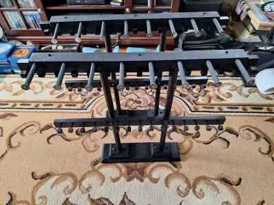 Pair of large custom made necklace and bracelet display stands solid design made out of 100% solid w...