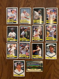 Lot of 14 1989 Panini Oakland Athletics baseball stickers