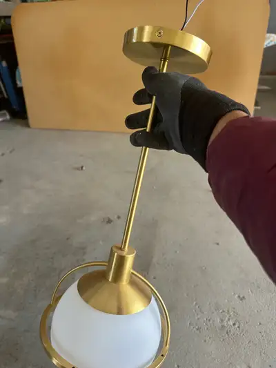 Gold finished ceiling lights. 1 has globe other one broke. So selling all 3 for $35 or with globe on...