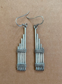 Vintage Sterling Silver Earrings f. Pan Flutes