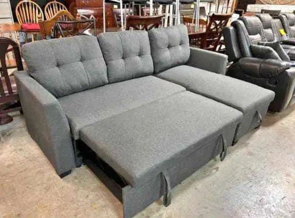 Grey Sectional Sofa Bed with Pull-Out Sleeper and Reversible Cha63654760736515120
