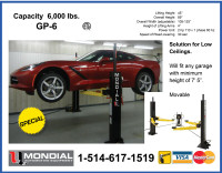 GP6 MONDIAL 2 Post  Mobile Car Lift 6,000Lbs CSA Certified 110V