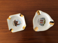 Vintage Two German Personal Porcelain Ashtrays Gerold Pozellan
