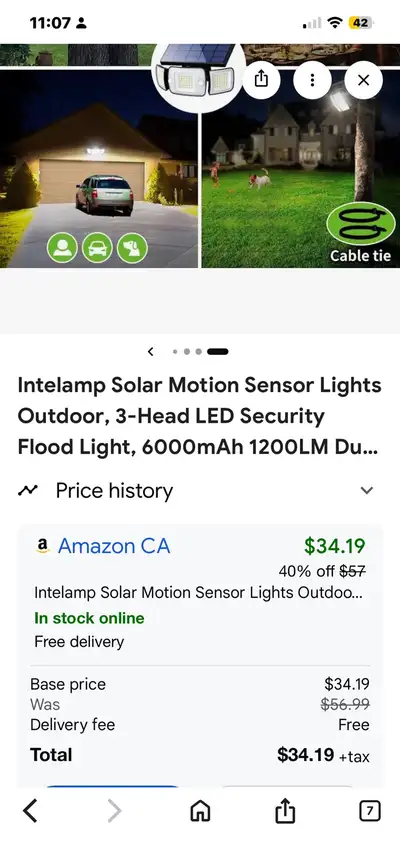 Solar Motion Sensor Lights Outdoor, 3-Head LED Security, View more
