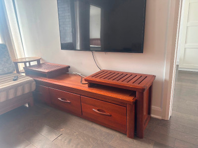 Real wood tv stand storage, adjustable only for pick up