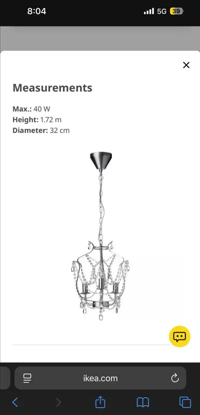 IKEA Kristaller 3 Arm Chandelier - Pickup Today!, View more