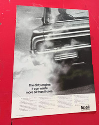 1967 MOBIL OIL AD WITH SMOKEY 1964 CHEVY IMPALA - VINTAGE 60S