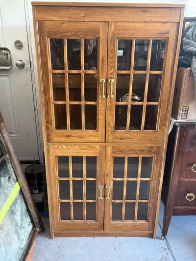 Oak Display Cabinet with Glass Doors, View more