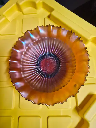 Carnival Glass Bowl - Stippled Rays Pattern, View more