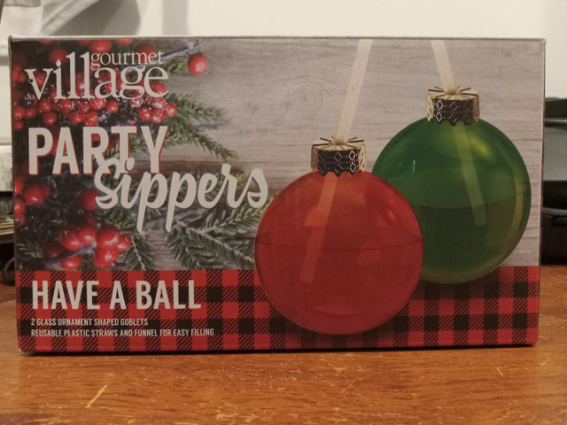 2 GLASS ORNAMENT SHAPED GOBLETS ***XMAS PARTY*** in Holiday, Event & Seasonal in North Bay