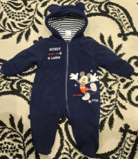 Mickey Mouse 0 to 3 months fleece bunting suit