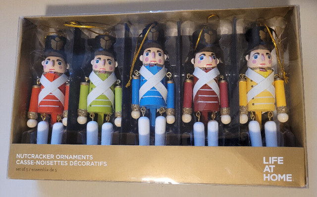 Life at Home 5-Inch Wood Nutcracker Ornaments - Set of 5 in Arts & Collectibles in Oshawa / Durham Region