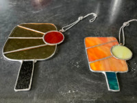 Stained Glass Pickleball Paddle Sun- Catchers- One-of-A-Kind