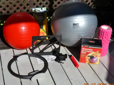 Exercise Equipment Pkg-3 Exercise Balls,Pump,Roller,Band,Book Rk, View more