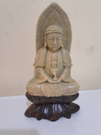 Large Chinese soapstone carved Shakyamuni Buddha