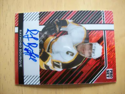 CARTE HOCKEY CARD, RAYMOND BOURQUE SIGNÉE ,SEULEMENT 1/4 WOWW., View more