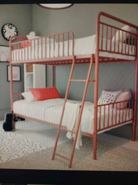 Rose Gold Metal Twin Bunk Bed. Frame only. Pick up only.