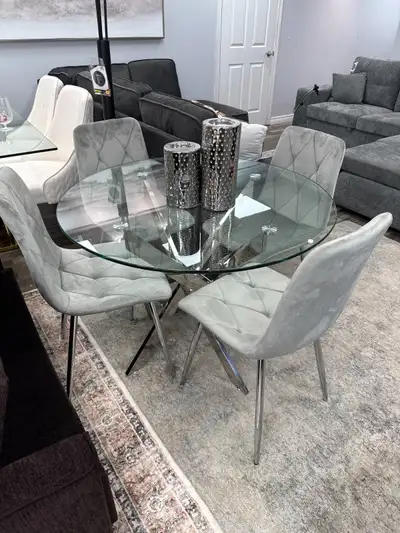 Brand New Round Dining Table Set - Silver In Big Sale, View more