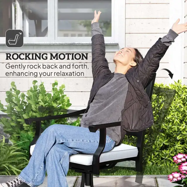 Outdoor Patio Chair, Metal Swivel Rocker Chairs with Cushion and in Patio & Garden Furniture in Markham / York Region - Image 5