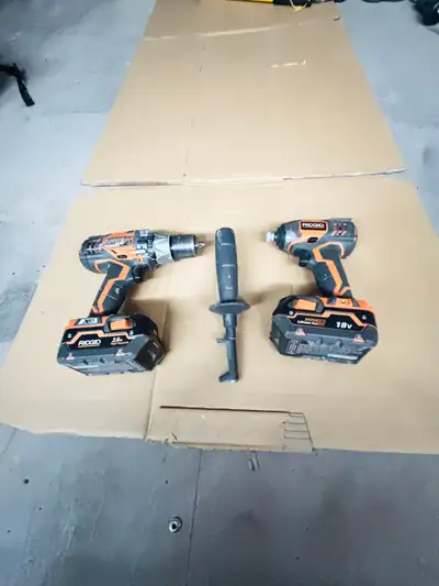 Ridgid drill and hammer drill set, View more