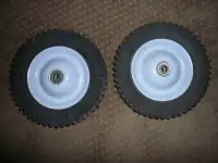 Two 8" Semi Pneumatic rubber wheels With Metal Hub