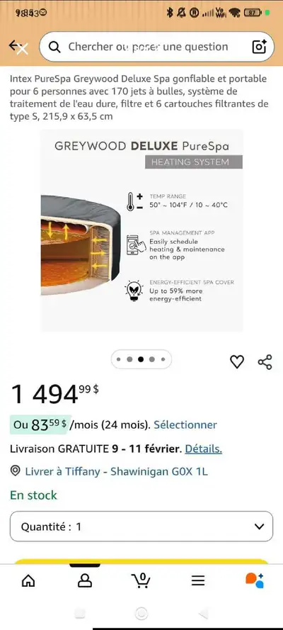 spa gonflable intex purespa greywood deluxe , View more