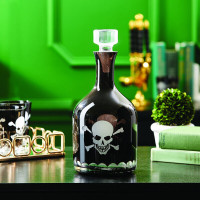 Skellington Skull and Crossbones Decanter Bottle and Glasses Set