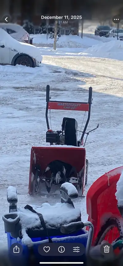 Like new 4 hp Mastercraft snowblower, View more