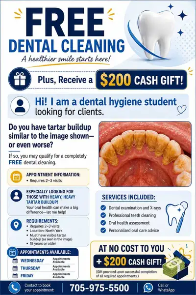 Free Dental Cleaning, View more