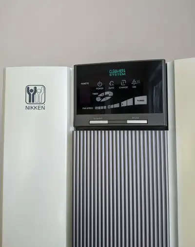 The Nikken Air Purifier Clean HEPA System Size = 16 x 8.5 x 28.5 inches Cord Length = 100 inches Gre...