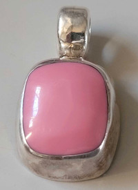 Vintage Mexican Sterling Silver Pendant with Pink Stone 