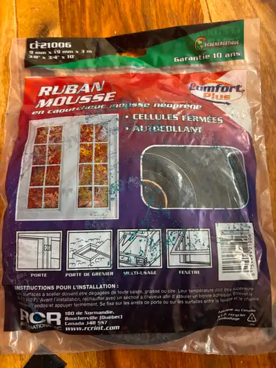 COMFORT PLUS - Ruban mousse noir en caoutchouc -Isolant néoprène, View more